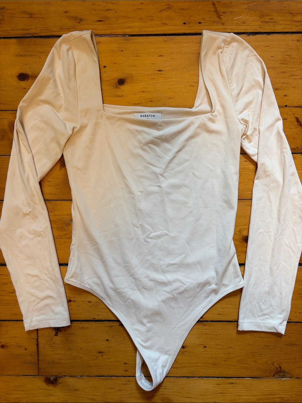 Babaton Cream Long-Sleeve Square-Neck Body suit